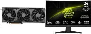 MSI Ventus GeForce RTX 5070 Ti Graphics Card 16G VENTUS 3X OC BLACK, MSI 24" Full HD 180Hz AMD FreeSync HDR 1ms 1500R 105% sRGB Anti-Glare Curved Gaming Monitor Frameless Design MAG 244C MSI Ventus GeForce RTX 5070 Ti Graphics Card 16G VENTUS 3X OC BLACK, MSI 24" Full HD 180Hz AMD FreeSync HDR 1ms 1500R 105% sRGB Anti-Glare Curved Gaming Monitor Frameless Design MAG 244C