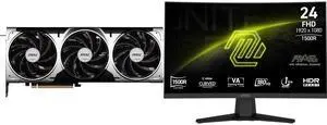 MSI Ventus GeForce RTX 5070 Ti Graphics Card 16G VENTUS 3X OC & MSI 24" Full HD 180Hz AMD FreeSync HDR 1ms 1500R 105% sRGB Anti-Glare Curved Gaming Monitor Frameless Design MAG 244C MSI Ventus GeForce RTX 5070 Ti Graphics Card 16G VENTUS 3X OC & MSI 24" Full HD 180Hz AMD FreeSync HDR 1ms 1500R 105% sRGB Anti-Glare Curved Gaming Monitor Frameless Design MAG 244C