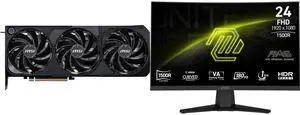MSI SHADOW GeForce RTX 5080 Graphics Card 16G SHADOW 3X OC, MSI 24" Full HD 180Hz AMD FreeSync HDR 1ms 1500R 105% sRGB Anti-Glare Curved Gaming Monitor Frameless Design MAG 244C MSI SHADOW GeForce RTX 5080 Graphics Card 16G SHADOW 3X OC, MSI 24" Full HD 180Hz AMD FreeSync HDR 1ms 1500R 105% sRGB Anti-Glare Curved Gaming Monitor Frameless Design MAG 244C