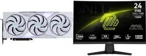 MSI Gaming GeForce RTX 5080 Graphics Card 16G GAMING TRIO OC WHITE, MSI 24" Full HD 180Hz AMD FreeSync HDR 1ms 1500R 105% sRGB Anti-Glare Curved Gaming Monitor Frameless Design MAG 244C MSI Gaming GeForce RTX 5080 Graphics Card 16G GAMING TRIO OC WHITE, MSI 24" Full HD 180Hz AMD FreeSync HDR 1ms 1500R 105% sRGB Anti-Glare Curved Gaming Monitor Frameless Design MAG 244C