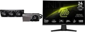 MSI Suprim GeForce RTX 5080 Graphics Card 16G SUPRIM LIQUID SOC, MSI 24" Full HD 180Hz AMD FreeSync HDR 1ms 1500R 105% sRGB Anti-Glare Curved Gaming Monitor Frameless Design MAG 244C MSI Suprim GeForce RTX 5080 Graphics Card 16G SUPRIM LIQUID SOC, MSI 24" Full HD 180Hz AMD FreeSync HDR 1ms 1500R 105% sRGB Anti-Glare Curved Gaming Monitor Frameless Design MAG 244C