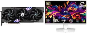 MSI Gaming GeForce RTX 5070 Graphics Card 12G GAMING TRIO OC & MSI 27" QHD 280Hz FreeSync/G-Sync HDR400 USB-C White OLED Gaming Monitor with Adjustable Stand MAG272QPW QD-OLED X28 MSI Gaming GeForce RTX 5070 Graphics Card 12G GAMING TRIO OC & MSI 27" QHD 280Hz FreeSync/G-Sync HDR400 USB-C White OLED Gaming Monitor with Adjustable Stand MAG272QPW QD-OLED X28