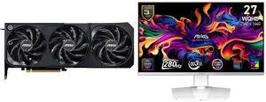 MSI SHADOW GeForce RTX 5070 Ti Graphics Card 16G SHADOW 3X OC & MSI 27" QHD 1440P 280Hz FreeSync Pro G-Sync HDR400 USB-C White OLED Gaming Monitor with Adjustable Stand MAG272QPW QD-OLED X28 MSI SHADOW GeForce RTX 5070 Ti Graphics Card 16G SHADOW 3X OC & MSI 27" QHD 1440P 280Hz FreeSync Pro G-Sync HDR400 USB-C White OLED Gaming Monitor with Adjustable Stand MAG272QPW QD-OLED X28