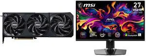 MSI SHADOW GeForce RTX 5070 Ti Graphics Card 16G SHADOW 3X OC, MSI 27" QHD 1440P 360Hz FreeSync Premium Pro 0.03ms HDR400 USB-C OLED Gaming Monitor, Height Adjustable, Pivot, Swivel & Tilt Stand MSI SHADOW GeForce RTX 5070 Ti Graphics Card 16G SHADOW 3X OC, MSI 27" QHD 1440P 360Hz FreeSync Premium Pro 0.03ms HDR400 USB-C OLED Gaming Monitor, Height Adjustable, Pivot, Swivel & Tilt Stand
