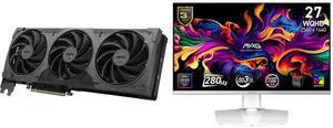 MSI Ventus GeForce RTX 5070 Ti Graphics Card 16G VENTUS 3X PZ OC BLACK & MSI 27" QHD 1440P 280Hz FreeSync/G-Sync HDR400 USB-C White OLED Gaming Monitor with Adjustable Stand MAG272QPW QD-OLED X28 MSI Ventus GeForce RTX 5070 Ti Graphics Card 16G VENTUS 3X PZ OC BLACK & MSI 27" QHD 1440P 280Hz FreeSync/G-Sync HDR400 USB-C White OLED Gaming Monitor with Adjustable Stand MAG272QPW QD-OLED X28