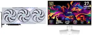MSI Gaming GeForce RTX 5080 Graphics Card 16G GAMING TRIO OC WHITE & MSI 27" QHD 1440P 280Hz FreeSync/G-Sync HDR400 USB-C White OLED Gaming Monitor with Adjustable Stand MAG272QPW QD-OLED X28 MSI Gaming GeForce RTX 5080 Graphics Card 16G GAMING TRIO OC WHITE & MSI 27" QHD 1440P 280Hz FreeSync/G-Sync HDR400 USB-C White OLED Gaming Monitor with Adjustable Stand MAG272QPW QD-OLED X28