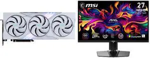 MSI Gaming GeForce RTX 5080 Graphics Card 16G GAMING TRIO OC WHITE, MSI 27" QHD 2K 1440P 360Hz FreeSync Premium Pro 0.03ms HDR400 USB-C OLED Gaming Monitor, Height Adjustable, Pivot, Swivel & Tilt Stand MSI Gaming GeForce RTX 5080 Graphics Card 16G GAMING TRIO OC WHITE, MSI 27" QHD 2K 1440P 360Hz FreeSync Premium Pro 0.03ms HDR400 USB-C OLED Gaming Monitor, Height Adjustable, Pivot, Swivel & Tilt Stand