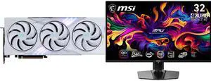 MSI Gaming GeForce RTX 5080 Graphics Card RTX 5080 16G GAMING TRIO OC WHITE MSI 32 inch UHD 4K 240Hz with Nvidia G-Sync compatible 0.03ms 90W USB-C OLED Gaming Computer Monitor with Height Adjustable & Swivel Stand MPG 321URX QD-OLED MSI Gaming GeForce RTX 5080 Graphics Card RTX 5080 16G GAMING TRIO OC WHITE MSI 32 inch UHD 4K 240Hz with Nvidia G-Sync compatible 0.03ms 90W USB-C OLED Gaming Computer Monitor with Height Adjustable & Swivel Stand MPG 321URX QD-OLED