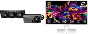 MSI Suprim GeForce RTX 5080 Graphics Card 16G SUPRIM LIQUID SOC, MSI 27" QHD 1440P 280Hz FreeSync Premium Pro & G-Sync Compatible 0.03ms HDR400 USB-C White OLED Gaming Monitor with Adjustable Stand MAG272QPW QD-OLED X28 MSI Suprim GeForce RTX 5080 Graphics Card 16G SUPRIM LIQUID SOC, MSI 27" QHD 1440P 280Hz FreeSync Premium Pro & G-Sync Compatible 0.03ms HDR400 USB-C White OLED Gaming Monitor with Adjustable Stand MAG272QPW QD-OLED X28