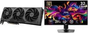 MSI Ventus GeForce RTX 5070 Ti Graphics Card 16G VENTUS 3X PZ OC BLACK & MSI 32" UHD 4K 165Hz AMD FreeSync Premium Pro 0.03ms HDR400 USB-C OLED Gaming Monitor with Adjustable Stand MAG 321UP QD-OLED MSI Ventus GeForce RTX 5070 Ti Graphics Card 16G VENTUS 3X PZ OC BLACK & MSI 32" UHD 4K 165Hz AMD FreeSync Premium Pro 0.03ms HDR400 USB-C OLED Gaming Monitor with Adjustable Stand MAG 321UP QD-OLED