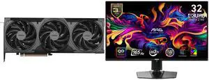MSI Ventus GeForce RTX 5070 Ti Graphics Card 16G VENTUS 3X OC BLACK, MSI 32" UHD 4K 165Hz AMD FreeSync Premium Pro 0.03ms HDR400 USB-C OLED Gaming Monitor with Adjustable Stand MAG 321UP QD-OLED MSI Ventus GeForce RTX 5070 Ti Graphics Card 16G VENTUS 3X OC BLACK, MSI 32" UHD 4K 165Hz AMD FreeSync Premium Pro 0.03ms HDR400 USB-C OLED Gaming Monitor with Adjustable Stand MAG 321UP QD-OLED