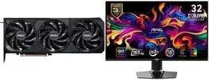 MSI SHADOW GeForce RTX 5080 Graphics Card 16G SHADOW 3X OC, MSI 32" UHD 4K 165Hz AMD FreeSync Premium Pro 0.03ms HDR400 USB-C OLED Gaming Monitor, Height Adjustable, Pivot, Swivel & Tilt stand MAG 321UP QD-OLED MSI SHADOW GeForce RTX 5080 Graphics Card 16G SHADOW 3X OC, MSI 32" UHD 4K 165Hz AMD FreeSync Premium Pro 0.03ms HDR400 USB-C OLED Gaming Monitor, Height Adjustable, Pivot, Swivel & Tilt stand MAG 321UP QD-OLED