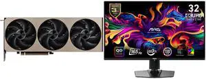 MSI INSPIRE GeForce RTX 5080 Graphics Card 16G 3X OC & MSI 32" UHD 4K 165Hz AMD FreeSync Premium Pro 0.03ms HDR400 USB-C OLED Gaming Monitor with Adjustable Stand MAG 321UP QD-OLED MSI INSPIRE GeForce RTX 5080 Graphics Card 16G 3X OC & MSI 32" UHD 4K 165Hz AMD FreeSync Premium Pro 0.03ms HDR400 USB-C OLED Gaming Monitor with Adjustable Stand MAG 321UP QD-OLED
