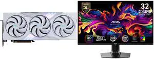 MSI Gaming GeForce RTX 5080 Graphics Card 16G GAMING TRIO OC WHITE, MSI 32" UHD 4K 165Hz AMD FreeSync Premium Pro 0.03ms HDR400 USB-C OLED Gaming Monitor with Adjustable Stand MAG 321UP QD-OLED MSI Gaming GeForce RTX 5080 Graphics Card 16G GAMING TRIO OC WHITE, MSI 32" UHD 4K 165Hz AMD FreeSync Premium Pro 0.03ms HDR400 USB-C OLED Gaming Monitor with Adjustable Stand MAG 321UP QD-OLED