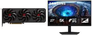 PowerColor Reaper Radeon RX 9070 GRE 12G-A & SAMSUNG Odyssey 27" 5K 180Hz QHD 1440P 360Hz IPS Gaming Monitor, FreeSync & G-Sync, USB-C, Height Adjustable, Pivot, Swivel, Tilt Stand LS27HG802EFXZA PowerColor Reaper Radeon RX 9070 GRE 12G-A & SAMSUNG Odyssey 27" 5K 180Hz QHD 1440P 360Hz IPS Gaming Monitor, FreeSync & G-Sync, USB-C, Height Adjustable, Pivot, Swivel, Tilt Stand LS27HG802EFXZA