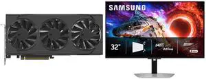XFX Swift Radeon RX 9070 GRE Graphics Card RX-97GRE29B7, SAMSUNG Odyssey 32" UHD 4K 240Hz AMD FreeSync Premium Pro HDR400 USB-C OLED Gaming Monitor, Height Adjustable, Pivot, Swivel, Tilt Stand LS27HG802SNXZA XFX Swift Radeon RX 9070 GRE Graphics Card RX-97GRE29B7, SAMSUNG Odyssey 32" UHD 4K 240Hz AMD FreeSync Premium Pro HDR400 USB-C OLED Gaming Monitor, Height Adjustable, Pivot, Swivel, Tilt Stand LS27HG802SNXZA