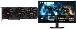 PowerColor Reaper RX 9070 GRE Graphics Card RX9070GRE 12G-A, SAMSUNG Odyssey G75F 37" UHD 4K 165Hz AMD FreeSync Premium Pro 1ms HDR600 Curved Gaming Monitor, Height Adjustable, Swivel & Tilt Stand LS37FG75DENXZA PowerColor Reaper RX 9070 GRE Graphics Card RX9070GRE 12G-A, SAMSUNG Odyssey G75F 37" UHD 4K 165Hz AMD FreeSync Premium Pro 1ms HDR600 Curved Gaming Monitor, Height Adjustable, Swivel & Tilt Stand LS37FG75DENXZA
