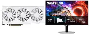 XFX Swift Radeon RX 9070 GRE Graphics Card RX-97GRE29W7, SAMSUNG Odyssey 32" UHD 4K 240Hz AMD FreeSync Premium Pro HDR400 USB-C OLED Gaming Monitor, Height Adjustable, Pivot, Swivel, Tilt Stand LS27HG802SNXZA XFX Swift Radeon RX 9070 GRE Graphics Card RX-97GRE29W7, SAMSUNG Odyssey 32" UHD 4K 240Hz AMD FreeSync Premium Pro HDR400 USB-C OLED Gaming Monitor, Height Adjustable, Pivot, Swivel, Tilt Stand LS27HG802SNXZA