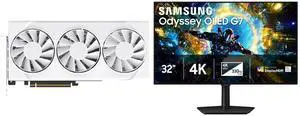 XFX Swift Radeon RX 9070 GRE Graphics Card RX-97GRE29W7 & SAMSUNG ODYSSEY G7 32" UHD 4K 165Hz, Full HD 330Hz, FreeSync Pro, G-SYNC HDR400 OLED Gaming Monitor with Adjustable Stand LS32HG732SNXZA XFX Swift Radeon RX 9070 GRE Graphics Card RX-97GRE29W7 & SAMSUNG ODYSSEY G7 32" UHD 4K 165Hz, Full HD 330Hz, FreeSync Pro, G-SYNC HDR400 OLED Gaming Monitor with Adjustable Stand LS32HG732SNXZA