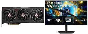 SAPPHIRE PULSE Radeon RX 9070 XT Graphics Card 11348-03-20G, SAMSUNG ODYSSEY G7 32" UHD 4K 165Hz, Full HD 330Hz, FreeSync Pro & G-SYNC HDR400 OLED Gaming Monitor with Adjustable Stand LS32HG732SNXZA SAPPHIRE PULSE Radeon RX 9070 XT Graphics Card 11348-03-20G, SAMSUNG ODYSSEY G7 32" UHD 4K 165Hz, Full HD 330Hz, FreeSync Pro & G-SYNC HDR400 OLED Gaming Monitor with Adjustable Stand LS32HG732SNXZA