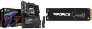 GIGABYTE X870 AORUS ELITE WIFI7 AM5 LGA 1718, ATX, DDR5, 4x M.2, PCIe 5.0, USB4, Wi-Fi 7, 2.5GbE LAN, EZ-Latch, 5-Year Warranty; Team Group T-FORCE G50 1TB PCIe 4.0 x4 NVMe 1.4 TLC SSD GIGABYTE X870 AORUS ELITE WIFI7 AM5 LGA 1718, ATX, DDR5, 4x M.2, PCIe 5.0, USB4, Wi-Fi 7, 2.5GbE LAN, EZ-Latch, 5-Year Warranty; Team Group T-FORCE G50 1TB PCIe 4.0 x4 NVMe 1.4 TLC SSD