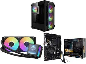 Gamdias AURA GC1 ELITE ATX Mid-Tower PC Case: Airflow Mesh Front, 4 ARGB Fans, Tempered Glass, GPU 340mm / 360mm AIO. GAMDIAS CHIONE P5-240 Liquid CPU Cooler: 240mm AIO, 3.4'' IPS LCD, PWM & ARGB Sync. ASUS TUF GAMING B550-PLUS WIFI II AM4 Gamdias AURA GC1 ELITE ATX Mid-Tower PC Case: Airflow Mesh Front, 4 ARGB Fans, Tempered Glass, GPU 340mm / 360mm AIO. GAMDIAS CHIONE P5-240 Liquid CPU Cooler: 240mm AIO, 3.4'' IPS LCD, PWM & ARGB Sync. ASUS TUF GAMING B550-PLUS WIFI II AM4