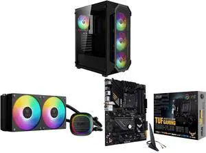 Gamdias AURA GC1 ELITE ATX Mid-Tower PC Case, Mesh Front, 4 ARGB Fans, Tempered Glass, GPU 340mm / 360mm AIO GAMDIAS AURA GL240 V2 240mm AIO Liquid CPU Cooler, Rotatable Pump, 2 x 120mm ARGB PWM Fans, Intel LGA 1851/1700, AMD AM5/AM4 ASUS T Gamdias AURA GC1 ELITE ATX Mid-Tower PC Case, Mesh Front, 4 ARGB Fans, Tempered Glass, GPU 340mm / 360mm AIO GAMDIAS AURA GL240 V2 240mm AIO Liquid CPU Cooler, Rotatable Pump, 2 x 120mm ARGB PWM Fans, Intel LGA 1851/1700, AMD AM5/AM4 ASUS T