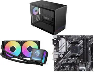 Gamdias ATHENA M4M mini ITX/mATX case, 3 PWM fans, fits 395mm GPU, ATX PSU, 360mm radiators. CHIONE P5-240 AIO cooler, 3.4'' IPS LCD, PWM & ARGB sync. ASUS PRIME B550M-A AC mATX motherboard, PCIe 4.0, dual M.2, WiFi, USB 3.2, Aura Sync RGB. Gamdias ATHENA M4M mini ITX/mATX case, 3 PWM fans, fits 395mm GPU, ATX PSU, 360mm radiators. CHIONE P5-240 AIO cooler, 3.4'' IPS LCD, PWM & ARGB sync. ASUS PRIME B550M-A AC mATX motherboard, PCIe 4.0, dual M.2, WiFi, USB 3.2, Aura Sync RGB.