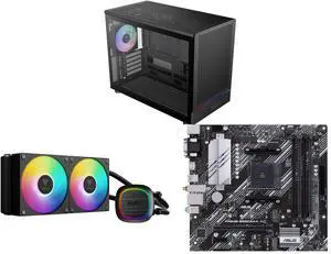 Gamdias ATHENA M4M mini ITX/mATX PC case with 3 PWM fans, fits 395mm GPU, ATX PSU, 360mm radiators. GAMDIAS AURA GL240 V2 240mm AIO Cooler, ARGB PWM Fans, Intel/AMD support. ASUS PRIME B550M-A AC mATX motherboard, PCIe 4.0, WiFi, RGB. Gamdias ATHENA M4M mini ITX/mATX PC case with 3 PWM fans, fits 395mm GPU, ATX PSU, 360mm radiators. GAMDIAS AURA GL240 V2 240mm AIO Cooler, ARGB PWM Fans, Intel/AMD support. ASUS PRIME B550M-A AC mATX motherboard, PCIe 4.0, WiFi, RGB.
