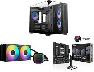 Gamdias ATLAS M3M Micro ATX Mini-ITX PC Case, 3-Side Tempered Glass, 3 ARGB Fans, Angled GPU Airflow, GAMDIAS AURA GL240 V2 240mm AIO Liquid CPU Cooler, Rotatable Pump Cover, ASUS TUF GAMING B850M-E WIFI AMD B850 mATX motherboard, DDR5, PCI Gamdias ATLAS M3M Micro ATX Mini-ITX PC Case, 3-Side Tempered Glass, 3 ARGB Fans, Angled GPU Airflow, GAMDIAS AURA GL240 V2 240mm AIO Liquid CPU Cooler, Rotatable Pump Cover, ASUS TUF GAMING B850M-E WIFI AMD B850 mATX motherboard, DDR5, PCI