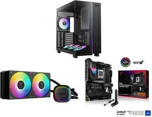 Gamdias ATLAS M4 ATX case: 4x120mm ARGB fans, Adjustable Fan Mount, Chimney Airflow, Anti-Sag GPU Bracket, Front PSU. GAMDIAS AURA GL240 V2 AIO Cooler: Rotatable Pump, 2x120mm ARGB Fans, Intel/AMD. ASUS ROG STRIX X870E-E: 18+2+2 power, DDR5 Gamdias ATLAS M4 ATX case: 4x120mm ARGB fans, Adjustable Fan Mount, Chimney Airflow, Anti-Sag GPU Bracket, Front PSU. GAMDIAS AURA GL240 V2 AIO Cooler: Rotatable Pump, 2x120mm ARGB Fans, Intel/AMD. ASUS ROG STRIX X870E-E: 18+2+2 power, DDR5