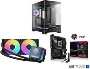 GAMDIAS Atlas P6 CG Mid-Tower Gaming PC, Mini-ITX, Micro-ATX, ATX, 4x120mm PWM ARGB Fans, Curved Glass, Tool-Free, Type-C, 425mm GPU. CHIONE P5-240 Liquid Cooler, 240mm AIO, 3.4'' IPS LCD, Intel LGA 1851, AMD AM5. ASUS ROG STRIX X870E-E, AM GAMDIAS Atlas P6 CG Mid-Tower Gaming PC, Mini-ITX, Micro-ATX, ATX, 4x120mm PWM ARGB Fans, Curved Glass, Tool-Free, Type-C, 425mm GPU. CHIONE P5-240 Liquid Cooler, 240mm AIO, 3.4'' IPS LCD, Intel LGA 1851, AMD AM5. ASUS ROG STRIX X870E-E, AM
