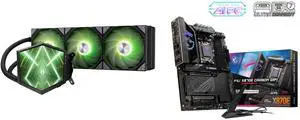 TRYX Stage 360 ARGB 360mm AIO Cooler with Dual 4.0'' Screen, 720x720 Resolution, Asetek 7th Gen V2, ROTA SL ARGB Fans, Intel LGA 1851/1700, AMD AM5/AM4. MSI MPG X870E CARBON WIFI Motherboard, ATX, AMD Ryzen 9000/8000/7000, DDR5, PCIe 5.0, W TRYX Stage 360 ARGB 360mm AIO Cooler with Dual 4.0'' Screen, 720x720 Resolution, Asetek 7th Gen V2, ROTA SL ARGB Fans, Intel LGA 1851/1700, AMD AM5/AM4. MSI MPG X870E CARBON WIFI Motherboard, ATX, AMD Ryzen 9000/8000/7000, DDR5, PCIe 5.0, W