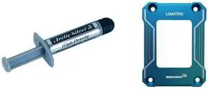 Arctic Silver 5 High-Density Polysynthetic Silver Thermal Compound AS5-3.5G and AAAwave LGA1700 CPU Contact Frame, Anti-Bending Fixing Bracket for Intel 12th/13th/14th Gen, Even Pressure CPU Guard, Aluminum Alloy Blue Contact Frame with Screwdriver (Blue) Arctic Silver 5 High-Density Polysynthetic Silver Thermal Compound AS5-3.5G and AAAwave LGA1700 CPU Contact Frame, Anti-Bending Fixing Bracket for Intel 12th/13th/14th Gen, Even Pressure CPU Guard, Aluminum Alloy Blue Contact Frame with Screwdriver (Blue)
