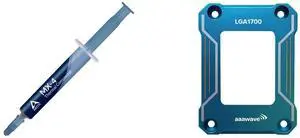 ARCTIC MX-4 (4 g) - Premium Performance Thermal Paste for all processors (CPU, GPU - PC, PS4, XBOX), very high thermal conductivity, long durability, safe application, non-conductive, non-capacitive and AAAwave LGA1700 CPU Contact Frame, Anti-Bending Fixing Bracket for Intel 12th/13th/14th Gen, Even Pressure CPU Guard, Aluminum Alloy Blue Contact Frame with Screwdriver (Blue) ARCTIC MX-4 (4 g) - Premium Performance Thermal Paste for all processors (CPU, GPU - PC, PS4, XBOX), very high thermal conductivity, long durability, safe application, non-conductive, non-capacitive and AAAwave LGA1700 CPU Contact Frame, Anti-Bending Fixing Bracket for Intel 12th/13th/14th Gen, Even Pressure CPU Guard, Aluminum Alloy Blue Contact Frame with Screwdriver (Blue)