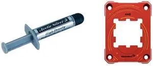 Arctic Silver 5 High-Density Polysynthetic Silver Thermal Compound AS5-3.5G and AAAwave AM5 CPU Contact Sealing Frame, Anti-Bending Contact Frame & Fixing Frame, CPU Guard Protects AM5 Socket Components - Red Arctic Silver 5 High-Density Polysynthetic Silver Thermal Compound AS5-3.5G and AAAwave AM5 CPU Contact Sealing Frame, Anti-Bending Contact Frame & Fixing Frame, CPU Guard Protects AM5 Socket Components - Red