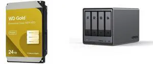 WD Gold 24TB Enterprise HDD - 7200 RPM SATA 6Gb/s 512MB Cache 3.5" - WD242KRYZ UGREEN NASync DXP4800 Plus, 4-Bay NAS, Intel Pentium Gold 5-Core CPU (Up to 4.40 GHz), 8GB DDR5, 1x 2.5GbE, 1x 10GbE, 2x SD - 12th Gen (Diskless) WD Gold 24TB Enterprise HDD - 7200 RPM SATA 6Gb/s 512MB Cache 3.5" - WD242KRYZ UGREEN NASync DXP4800 Plus, 4-Bay NAS, Intel Pentium Gold 5-Core CPU (Up to 4.40 GHz), 8GB DDR5, 1x 2.5GbE, 1x 10GbE, 2x SD - 12th Gen (Diskless)