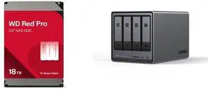 WD Red Pro 18TB NAS HDD - 7200 RPM, SATA 6Gb/s, CMR, 512MB Cache, 3.5" - WD181KFGX UGREEN NASync DXP4800 Plus, 4-Bay NAS, Intel Pentium Gold 5-Core CPU (Up to 4.40 GHz), 8GB DDR5, 1x 2.5GbE, 1x 10GbE, 2x SD (Diskless) WD Red Pro 18TB NAS HDD - 7200 RPM, SATA 6Gb/s, CMR, 512MB Cache, 3.5" - WD181KFGX UGREEN NASync DXP4800 Plus, 4-Bay NAS, Intel Pentium Gold 5-Core CPU (Up to 4.40 GHz), 8GB DDR5, 1x 2.5GbE, 1x 10GbE, 2x SD (Diskless)