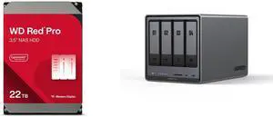 WD Red Pro 22TB NAS HDD - 7200 RPM, SATA 6 Gb/s, CMR, 512 MB Cache, 3.5" - WD221KFGX UGREEN NASync DXP4800 Plus, 4-Bay NAS, Intel Pentium Gold 5-Core CPU (Up to 4.40 GHz), 8GB DDR5, 1x 2.5GbE, 1x 10GbE, 2x SD, Diskless WD Red Pro 22TB NAS HDD - 7200 RPM, SATA 6 Gb/s, CMR, 512 MB Cache, 3.5" - WD221KFGX UGREEN NASync DXP4800 Plus, 4-Bay NAS, Intel Pentium Gold 5-Core CPU (Up to 4.40 GHz), 8GB DDR5, 1x 2.5GbE, 1x 10GbE, 2x SD, Diskless