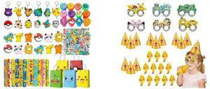 Pokemon Party Favors for Kids, 110 Pcs Pokemon Birthday Party Favors Set - Pokemon Goodie Bags Key Chains Stickers Badges etc Pokemon Party Supplies for Pokemon Birthday Decorations and 36 Pcs Pokemon Birthday Party Supplies - Pokemon Party Paper Hat Glasses & Pokemon Blowout Toys for Pikachu Party Favors Supplies Pokemon Party Favors for Kids, 110 Pcs Pokemon Birthday Party Favors Set - Pokemon Goodie Bags Key Chains Stickers Badges etc Pokemon Party Supplies for Pokemon Birthday Decorations and 36 Pcs Pokemon Birthday Party Supplies - Pokemon Party Paper Hat Glasses & Pokemon Blowout Toys for Pikachu Party Favors Supplies