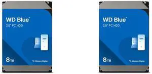 2 x WD Blue 8TB Desktop Hard Disk Drive - 5640 RPM SATA 6Gb/s 256MB Cache 3.5 Inch - WD80EAAZ