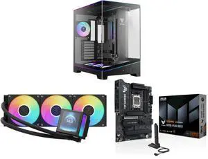 GAMDIAS Atlas P6 CG Mid-Tower Gaming PC: Mini-ITX, Micro-ATX, ATX, 4x120mm PWM ARGB Fans, Curved Glass, Type-C, 425mm GPU. CHIONE P5-360 Liquid Cooler: 360mm AIO, 3.4" IPS LCD, PWM & ARGB. ASUS TUF X870E-PLUS WIFI7: DDR5, PCIe 5.0, 4 M.2, W GAMDIAS Atlas P6 CG Mid-Tower Gaming PC: Mini-ITX, Micro-ATX, ATX, 4x120mm PWM ARGB Fans, Curved Glass, Type-C, 425mm GPU. CHIONE P5-360 Liquid Cooler: 360mm AIO, 3.4" IPS LCD, PWM & ARGB. ASUS TUF X870E-PLUS WIFI7: DDR5, PCIe 5.0, 4 M.2, W