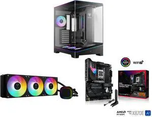 GAMDIAS Atlas P6 CG Mid-Tower Gaming PC: Mini-ITX, Micro-ATX, ATX, 4x120mm ARGB Fans, Curved Glass, Type-C, 425mm GPU. GAMDIAS Aura GLV2 360mm AIO Cooler: Rotatable Pump, 3x120mm Fans, Intel/AMD. ASUS ROG STRIX X870E-E: AM5, DDR5, WiFi 7, P GAMDIAS Atlas P6 CG Mid-Tower Gaming PC: Mini-ITX, Micro-ATX, ATX, 4x120mm ARGB Fans, Curved Glass, Type-C, 425mm GPU. GAMDIAS Aura GLV2 360mm AIO Cooler: Rotatable Pump, 3x120mm Fans, Intel/AMD. ASUS ROG STRIX X870E-E: AM5, DDR5, WiFi 7, P