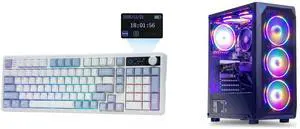 EPOMAKER TH99 PRO 96% Mechanical Keyboard: Screen, Knob, 10000mAh, 2.4Ghz/BT, Hot Swap, RGB, PBT Keycap, Wireless for PC/Mac (Blue&White, Creamy Jade). MXZ Gaming PC: AMD Ryzen 5 5500, RTX 3060, 16GB DDR4, 1TB SSD, Win 11 Pro. EPOMAKER TH99 PRO 96% Mechanical Keyboard: Screen, Knob, 10000mAh, 2.4Ghz/BT, Hot Swap, RGB, PBT Keycap, Wireless for PC/Mac (Blue&White, Creamy Jade). MXZ Gaming PC: AMD Ryzen 5 5500, RTX 3060, 16GB DDR4, 1TB SSD, Win 11 Pro.