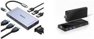 Melelink USB C Docking Station: Dual HDMI, Displayport, VGA, 100W PD, 3 USB2.0, 8-in-1 for Dell, HP, Lenovo. HIGOLEPC Mini PC Stick: Pentium N4200, 4GB RAM, 64GB eMMC, USB3.0, Gigabit Ethernet, 4K 60Hz, WiFi BT 5.0, HDMI 2.0. Melelink USB C Docking Station: Dual HDMI, Displayport, VGA, 100W PD, 3 USB2.0, 8-in-1 for Dell, HP, Lenovo. HIGOLEPC Mini PC Stick: Pentium N4200, 4GB RAM, 64GB eMMC, USB3.0, Gigabit Ethernet, 4K 60Hz, WiFi BT 5.0, HDMI 2.0.