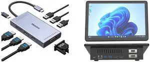 Melelink USB C Docking Station: Dual HDMI 4K, Displayport, VGA, 100W PD, 3 USB2.0, 8-in-1 for Dell, HP, Lenovo. HIGOLEPC Mini PC: 10.1" Touchscreen, Windows 11 Pro, Intel J4125, 8GB/128GB, Dual HDMI, BT 5.2, WiFi 5.0, Type-C, Auto-Boot Melelink USB C Docking Station: Dual HDMI 4K, Displayport, VGA, 100W PD, 3 USB2.0, 8-in-1 for Dell, HP, Lenovo. HIGOLEPC Mini PC: 10.1" Touchscreen, Windows 11 Pro, Intel J4125, 8GB/128GB, Dual HDMI, BT 5.2, WiFi 5.0, Type-C, Auto-Boot