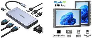 Melelink USB C Docking Station: Dual HDMI, Displayport, VGA, 100W PD, 3 USB2.0, 8-in-1 for Dell/HP/Lenovo. HIGOLEPC 7" Mini PC: Intel N95, Win 11 Pro, 16GB RAM, 512GB ROM, WiFi 5.0, Bluetooth, Dual 4K, 5000mAh Battery Melelink USB C Docking Station: Dual HDMI, Displayport, VGA, 100W PD, 3 USB2.0, 8-in-1 for Dell/HP/Lenovo. HIGOLEPC 7" Mini PC: Intel N95, Win 11 Pro, 16GB RAM, 512GB ROM, WiFi 5.0, Bluetooth, Dual 4K, 5000mAh Battery