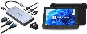 Melelink USB C Docking Station: Dual HDMI, Displayport, VGA, 100W PD, 3 USB2.0, 8-in-1 for Dell/HP/Lenovo. HIGOLEPC 10.1" Rugged Tablet: Windows 11 Pro, Intel N4120, 8GB RAM, 128GB, 600 nit, IP67, 16000mAh, Dual Cameras Melelink USB C Docking Station: Dual HDMI, Displayport, VGA, 100W PD, 3 USB2.0, 8-in-1 for Dell/HP/Lenovo. HIGOLEPC 10.1" Rugged Tablet: Windows 11 Pro, Intel N4120, 8GB RAM, 128GB, 600 nit, IP67, 16000mAh, Dual Cameras