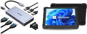 Melelink USB C Docking Station: Dual HDMI, Displayport, VGA, 100W PD, 3 USB2.0, 8-in-1 for Dell, HP, Lenovo. HIGOLEPC Rugged Tablet: 10.1" Display, 300 ANSI, 8000mAh, Intel J4105, 8GB/128GB, Win 11 PRO, 5MP/2MP Cameras. Melelink USB C Docking Station: Dual HDMI, Displayport, VGA, 100W PD, 3 USB2.0, 8-in-1 for Dell, HP, Lenovo. HIGOLEPC Rugged Tablet: 10.1" Display, 300 ANSI, 8000mAh, Intel J4105, 8GB/128GB, Win 11 PRO, 5MP/2MP Cameras.