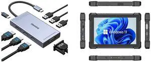 Melelink USB C Docking Station: Dual HDMI, Displayport, VGA, 100W PD, 3 USB2.0, 8-in-1 for Dell/HP/Lenovo. HIGOLEPC Rugged 10.1" FHD Tablet: Windows 11 Pro, 4G LTE, GPS, Intel Quad-Core, 8GB/128GB, IP67 Waterproof Melelink USB C Docking Station: Dual HDMI, Displayport, VGA, 100W PD, 3 USB2.0, 8-in-1 for Dell/HP/Lenovo. HIGOLEPC Rugged 10.1" FHD Tablet: Windows 11 Pro, 4G LTE, GPS, Intel Quad-Core, 8GB/128GB, IP67 Waterproof